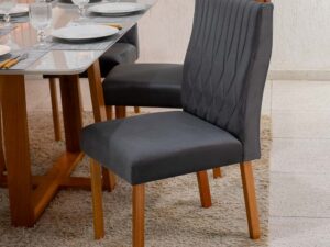 Mesa Pedro Mel Vidro OFF 160×80 +6 Cadeiras Genova Madeira Maciça Art Assento – 1.78/RF