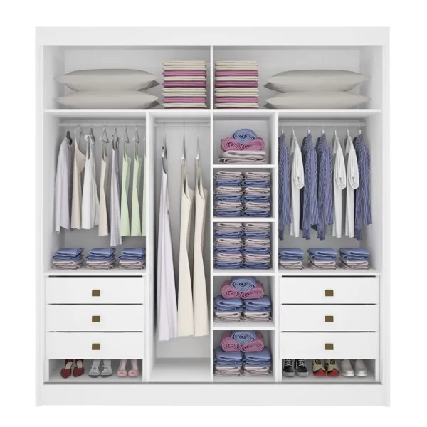 Roupeiro Titanium  2 P 6G C/ 1 Espelho Detalhe Ripado 100% MDF -  2.20m - D Doro -1.9/RF/SR - Imagem 3