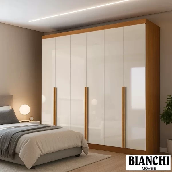 Roupeiro Alvorada 6 Portas - 2.70m - 100%MDF  - Bianchi - 1.47/RF 1.53 PR 1.46/TD