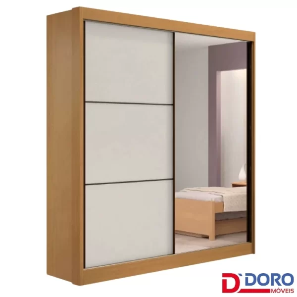Roupeiro Atenas 2 Portas C/ 1 Espelho 3G internas - 100% MDF   - 1.85m - D Doro - 1.58/RF - Imagem 2