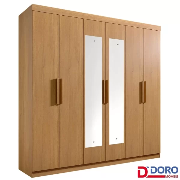 Roupeiro Casal Colibri 6 Portas C/ 2 Espelhos Larg. 2.05m  - D Doro - 1.1/RF 1.0/LD
