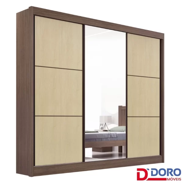 Roupeiro Casal Cristal 3P 6G 100% MDF Portas Flex Larg. 2.42m - D Doro 1.9/RF/PR - Imagem 2