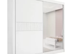 Roupeiro Titanium  2 P 6G C/ 1 Espelho Detalhe Ripado 100% MDF –  2.20m – D Doro -1.9/RF/SR