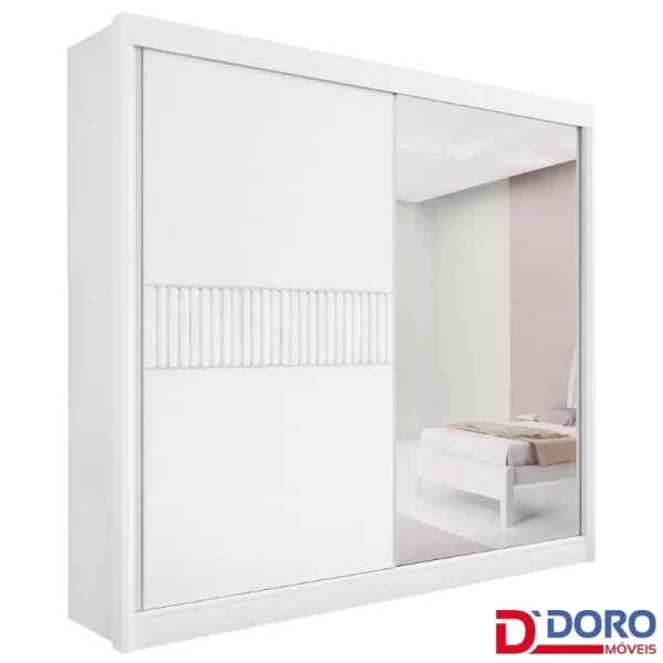 Roupeiro Titanium  2 P 6G C/ 1 Espelho Detalhe Ripado 100% MDF -  2.20m - D Doro -1.9/RF/SR - Imagem 2