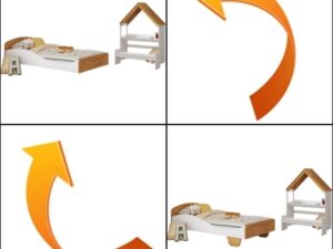 Cama Solteiro Sol  + Kit Casinha – ( flex: Sem os pés se torna uma cama montessoriana) 100% MDF – PEROBA MÓVEIS – 5.9/TD