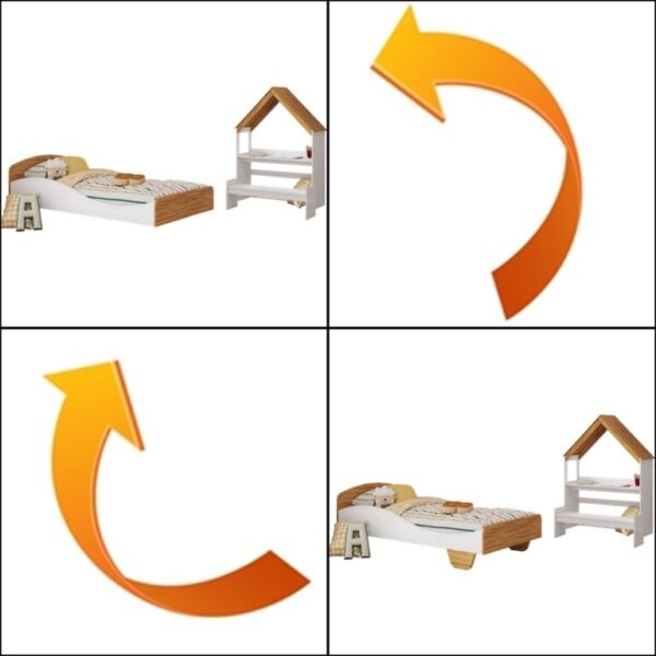 Cama Solteiro Sol  + Kit Casinha - ( flex: Sem os pés se torna uma cama montessoriana) 100% MDF – PEROBA MÓVEIS - 5.9/TD