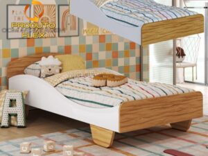 Cama Solteiro Sol 100% MDF – 96X1,93 –  (FLEX pode usar como montessoriana) -PEROBA MÓVEIS 3.3/TD