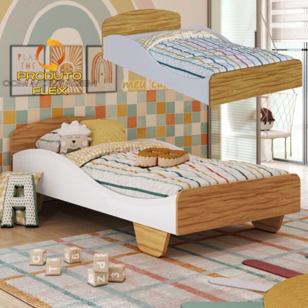 Cama Solteiro Sol 100% MDF – 96X1,93 –  (FLEX pode usar como montessoriana) -PEROBA MÓVEIS 3.3/TD