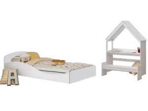 Cama Solteiro Sol  + Kit Casinha – ( flex: Sem os pés se torna uma cama montessoriana) 100% MDF – PEROBA MÓVEIS – 5.9/TD