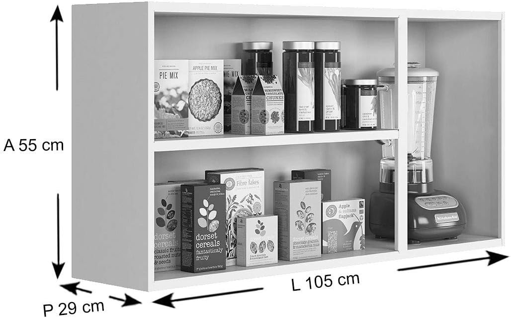 ARMÁRIO AÉREO DE COZINHA RUBI 3 PORTAS C/ VIDRO – TELASUL – 1,05m - 2.6/CW - Imagem 3