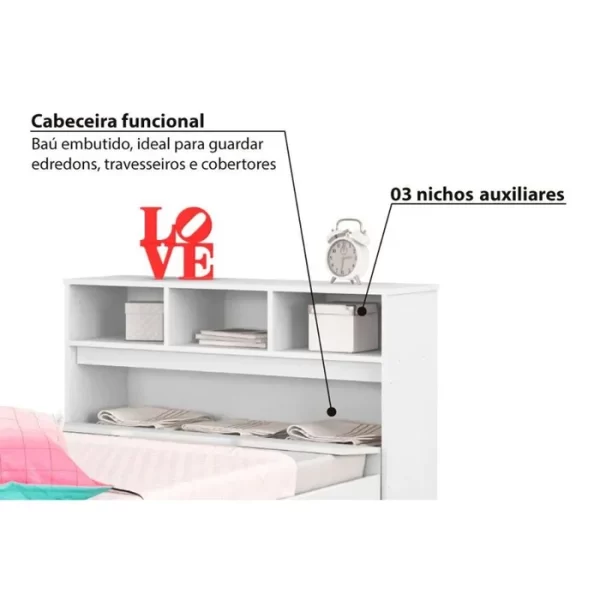 Cama Solteiro Ravena com 2 Gavetas e Cama Auxiliar – Conquista Moveis - 101cm - 6.0/PR - Imagem 7