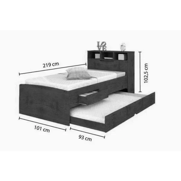 Cama Solteiro Ravena com 2 Gavetas e Cama Auxiliar – Conquista Moveis - 101cm - 6.0/PR - Imagem 5