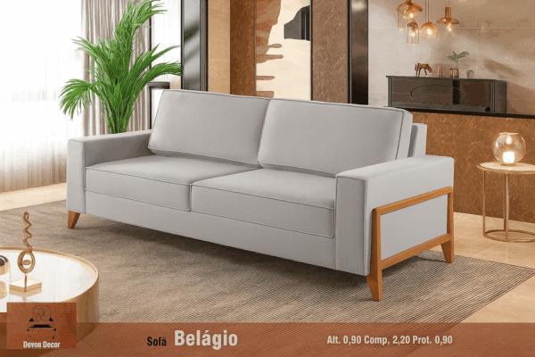 ESTOFADO BELAGIO LIVING de linho - 2,00m DEVON DECOR - 1.1/TRA - Imagem 2