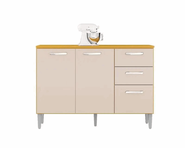 BALCÃO LAVINIA COM TAMPO 3P2G – POQUEMA – 120cm - 2.4/CW - Imagem 2