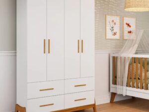 Roupeiro Guarda-Roupa 4 Portas Guti Retrô  1,27m – PEROBA MÓVEIS – 8.0/TD