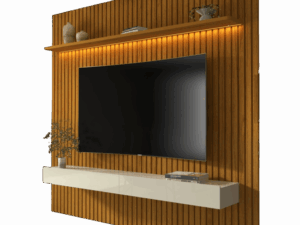 Painel Home Nobre Ripado 185(Com Nicho)  até 75″ – 100% MDF  – GELIUS – 1.22/TD