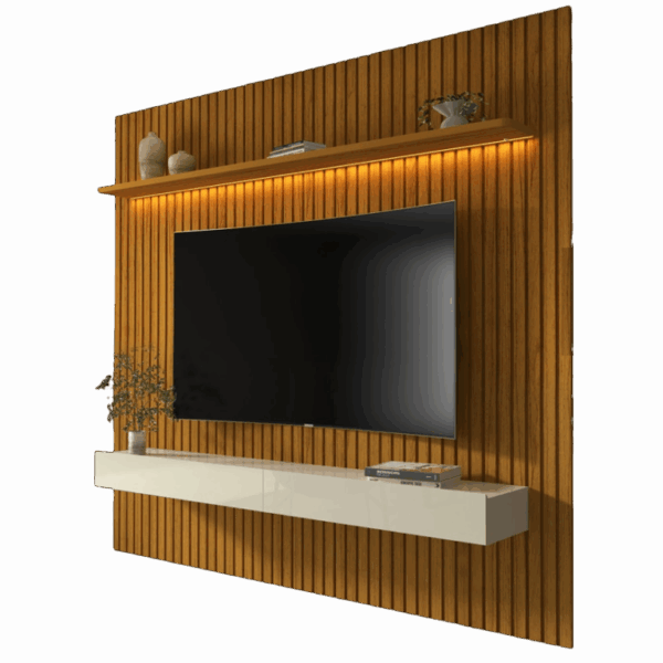 Painel Home Nobre Ripado 185(Com Nicho)  até 75″ - 100% MDF  – GELIUS - 1.22/TD - Imagem 2