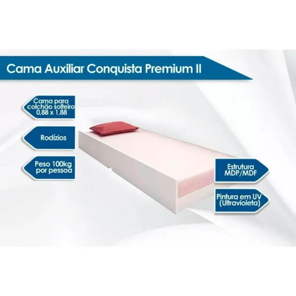 Cama Solteiro Ravena com 2 Gavetas e Cama Auxiliar – Conquista Moveis - 101cm - 6.0/PR - Imagem 4