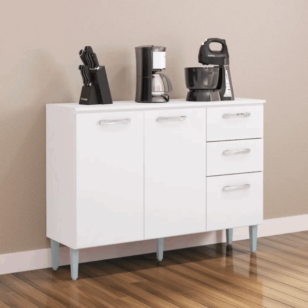BALCÃO LAVINIA COM TAMPO 3P2G – POQUEMA – 120cm - 2.4/CW - Imagem 3