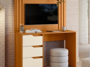 Escrivaninha com Painel Doble Cinamono/Off White – MÓVEIS ALBATROZ – 1.20m – 4.7/TD