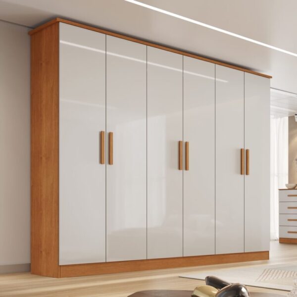 Roupeiro Guarda-Roupa 6 Portas Nina 2,12 m 100%MDF - BIANCHI - 2.12m - 9.7/TD