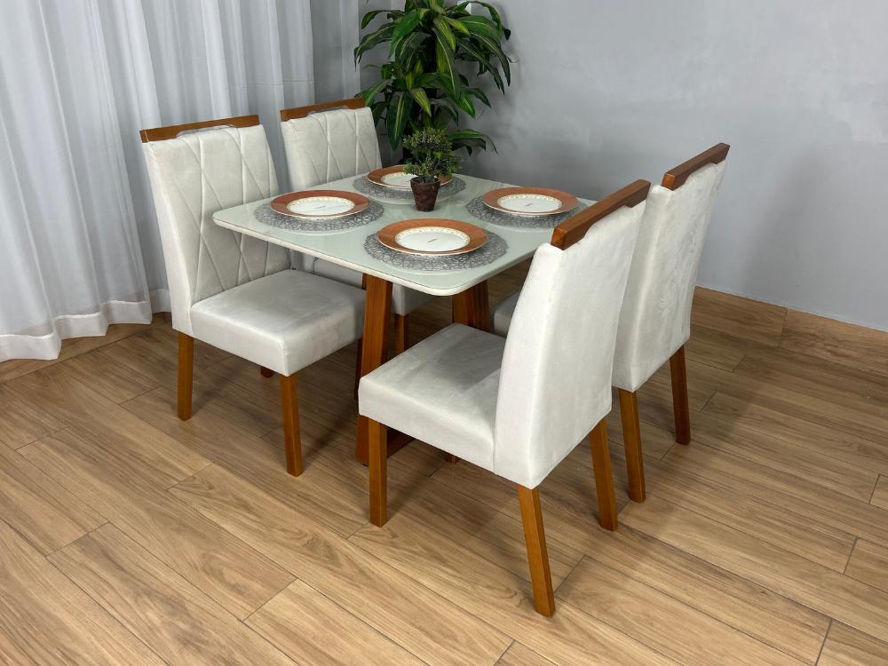 Mesa de Jantar Bali 0,90×0,90 com 4 Cadeiras Isa - Minas Plac/Ouro Decor - 0,90m - 1.1/LD - Imagem 6