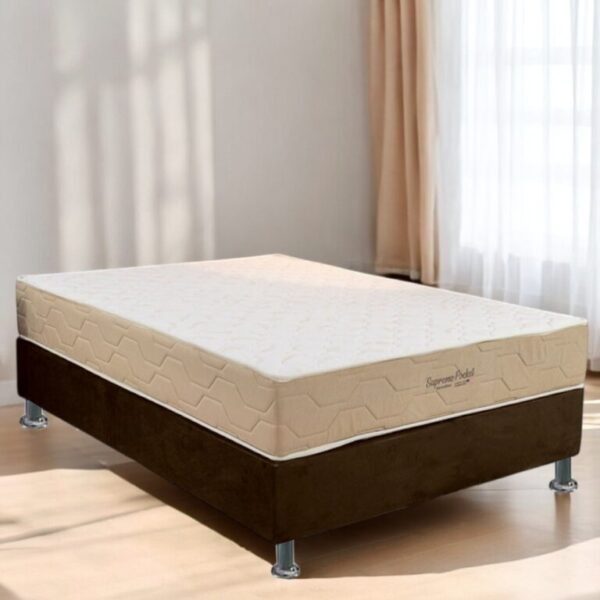 Colchão Casal Supreme Pocket D26 + Base Box Simples Corino Branco - INOVAFLEX/BIOSTAR - 1.38m - 8.1/TD - Imagem 2