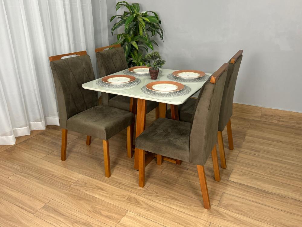 Mesa de Jantar Bali 0,90×0,90 com 4 Cadeiras Isa - Minas Plac/Ouro Decor - 0,90m - 1.1/LD - Imagem 2