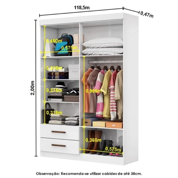Roupeiro GR 4 Portas Hércules(Sem Espelho)  1,18m + Modulado 4 Portas  2,04m– CARIOCA MÓVEIS - Imagem 3