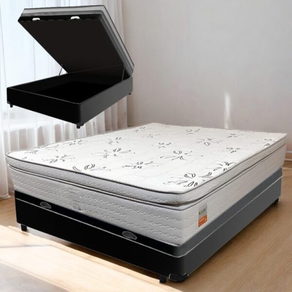 Colchão Casal New York D33 + Base Box Baú - Ecotec/Biostar - 1.38m - 1.6/TD