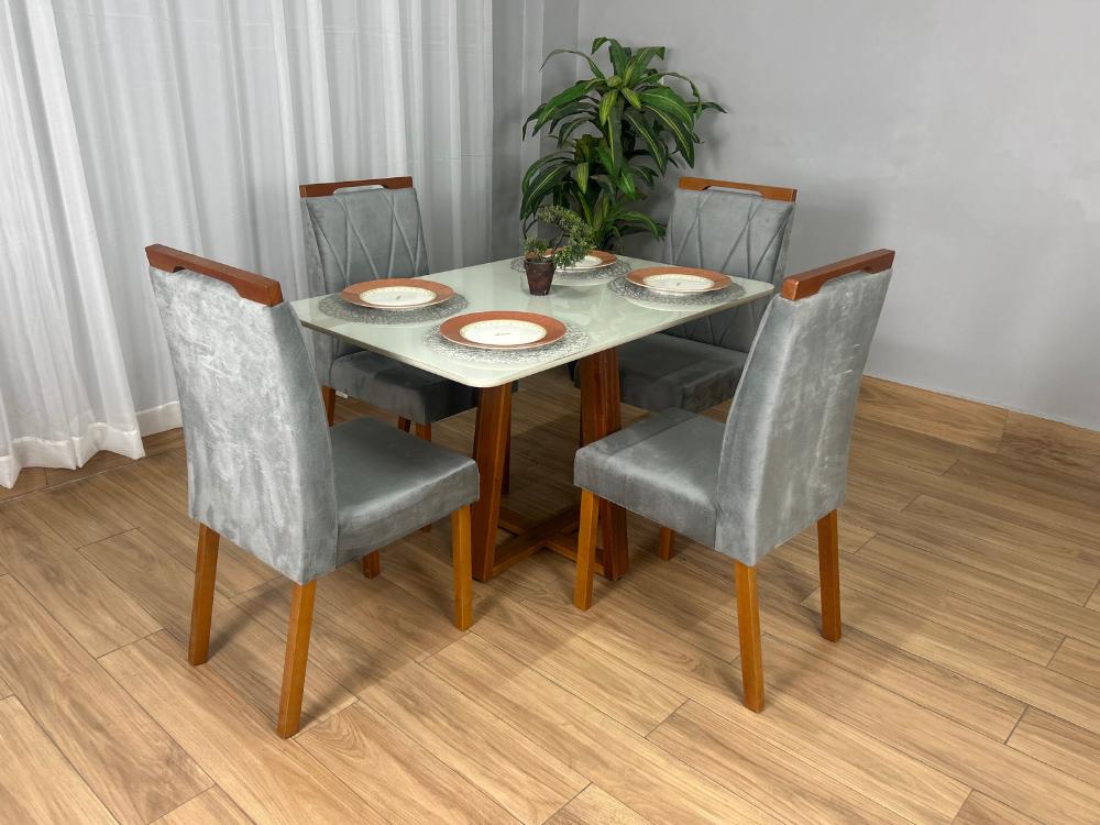 Mesa de Jantar Bali 1.20m com 4 Cadeiras Isa - Minas Plac/Ouro Decor - 1.20m - 1.1/LD