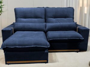 Sofá Retrátil e Reclinável Hórus Veludo Azul 104 – ZARAT ESTOFADOS – 2.00m – 1.6/TD