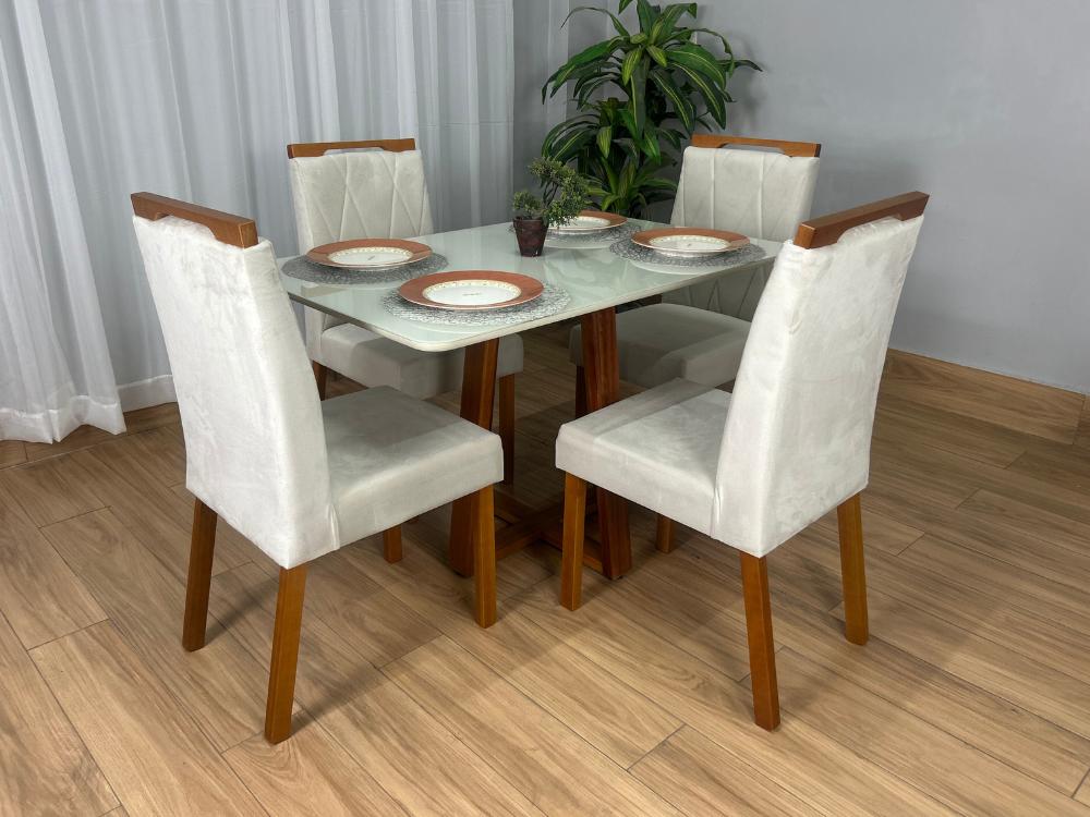 Mesa de Jantar Bali 1.20m com 4 Cadeiras Isa - Minas Plac/Ouro Decor - 1.20m - 1.1/LD - Imagem 4