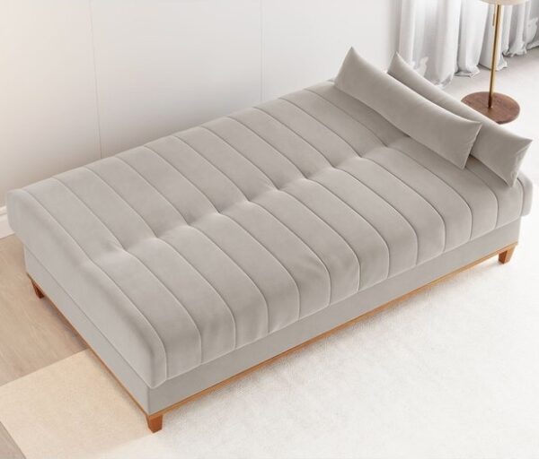 Sofá Cama Luna/Duna Veludo Marfim - VIERO MÓVEIS - 1.80m - 8.8/TD - Imagem 2