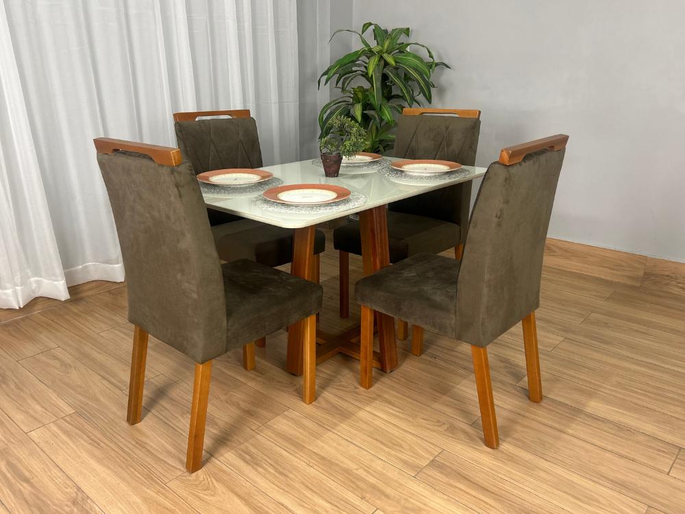 Mesa de Jantar Bali 1.20m com 4 Cadeiras Isa - Minas Plac/Ouro Decor - 1.20m - 1.1/LD - Imagem 9