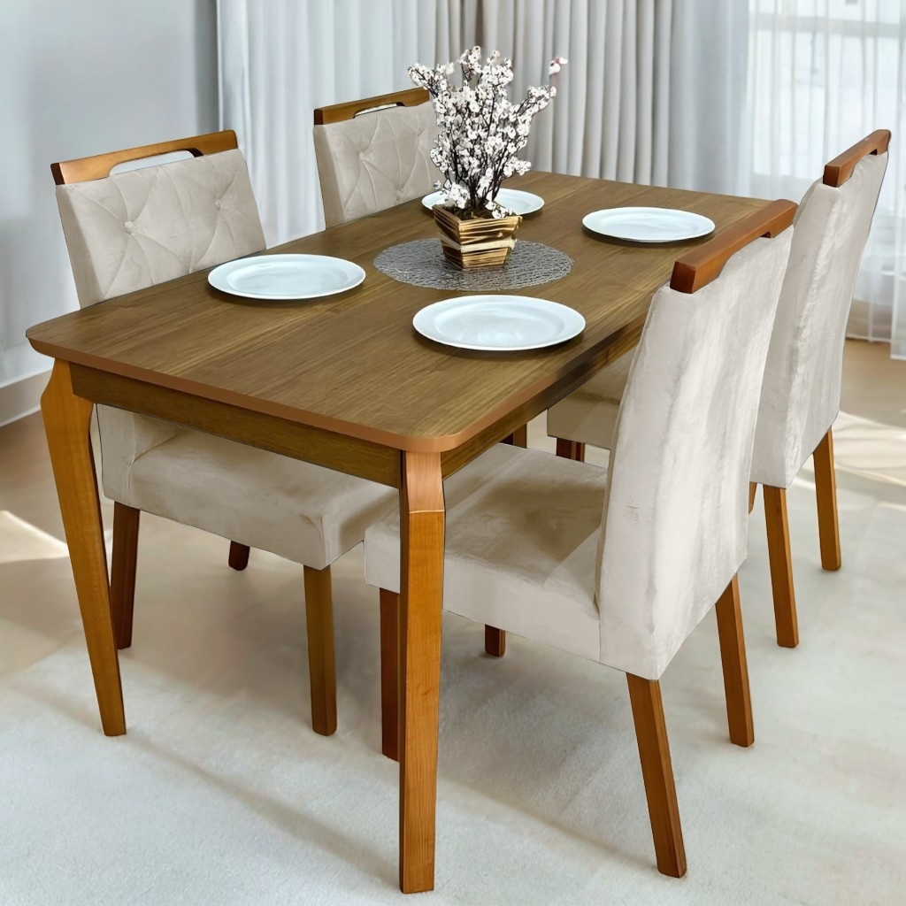 Mesa Alegra 120x78 com 4 Cadeiras Yasmim – JCM Movelaria + KM Decor - 9.3/TD - Imagem 3