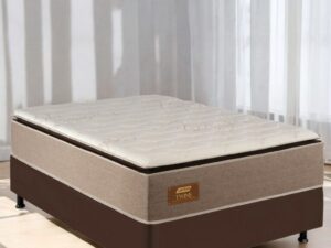 Colchão Casal Twins D33 + Base Box Simples Corino Preto – GAZIN COLCHÕES/BIOSTAR – 1.38m – 8.3/TD