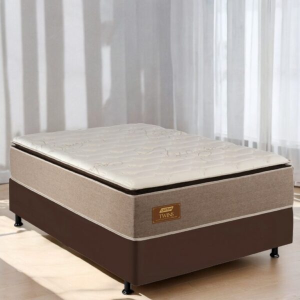 Colchão Casal Twins D33 + Base Box Simples Corino Preto - GAZIN COLCHÕES/BIOSTAR - 1.38m - 8.3/TD - Imagem 2