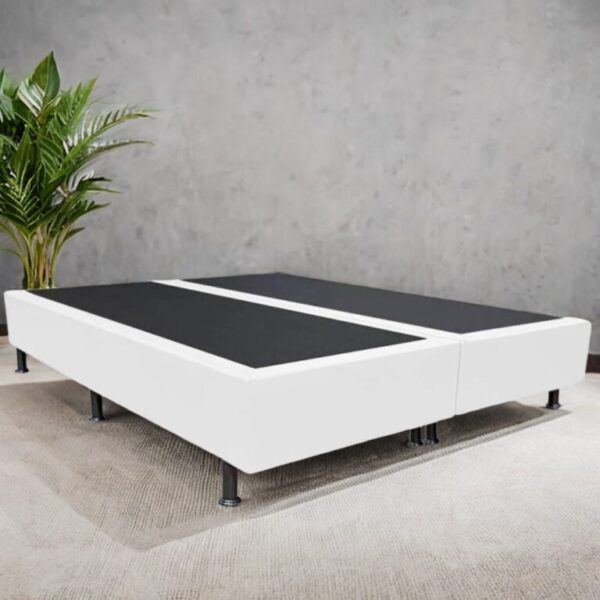 Base Box Queen Simples Corino Branco - ALTO NÍVEL CAMAS E COLCHÕES - 1.58m - 3.0/TD