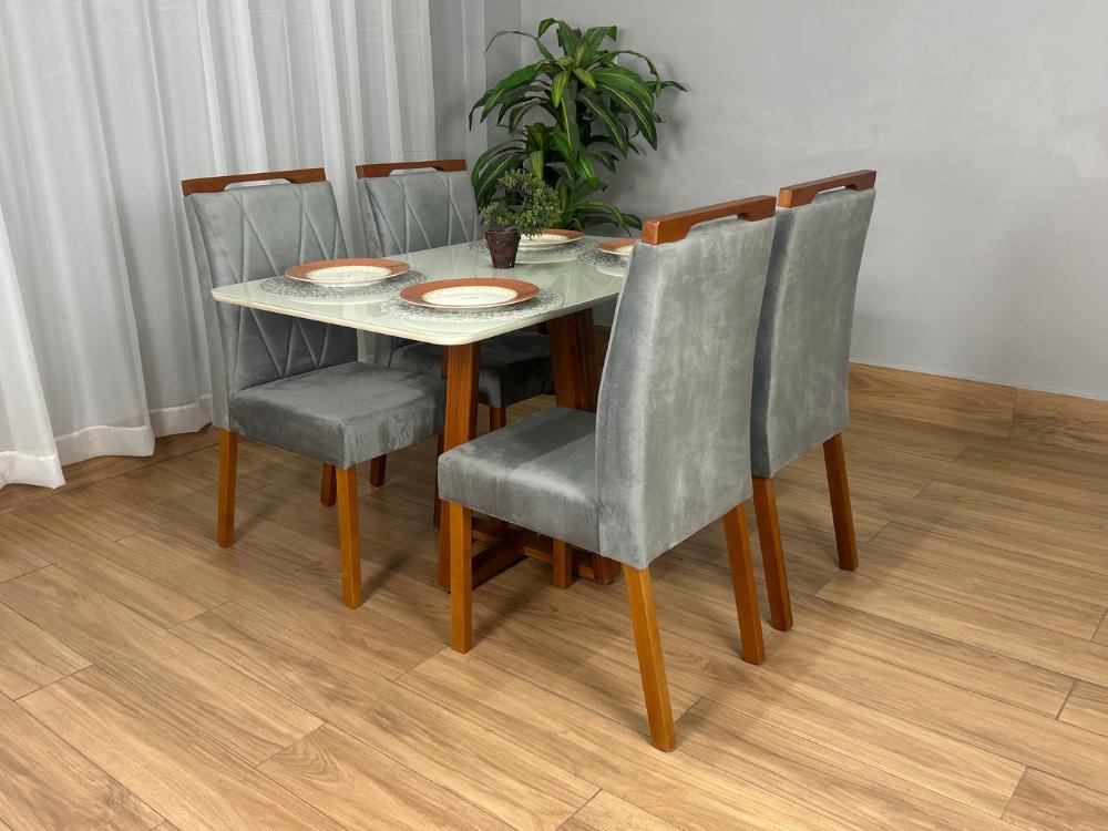 Mesa de Jantar Bali 1.20m com 4 Cadeiras Isa - Minas Plac/Ouro Decor - 1.20m - 1.1/LD - Imagem 2