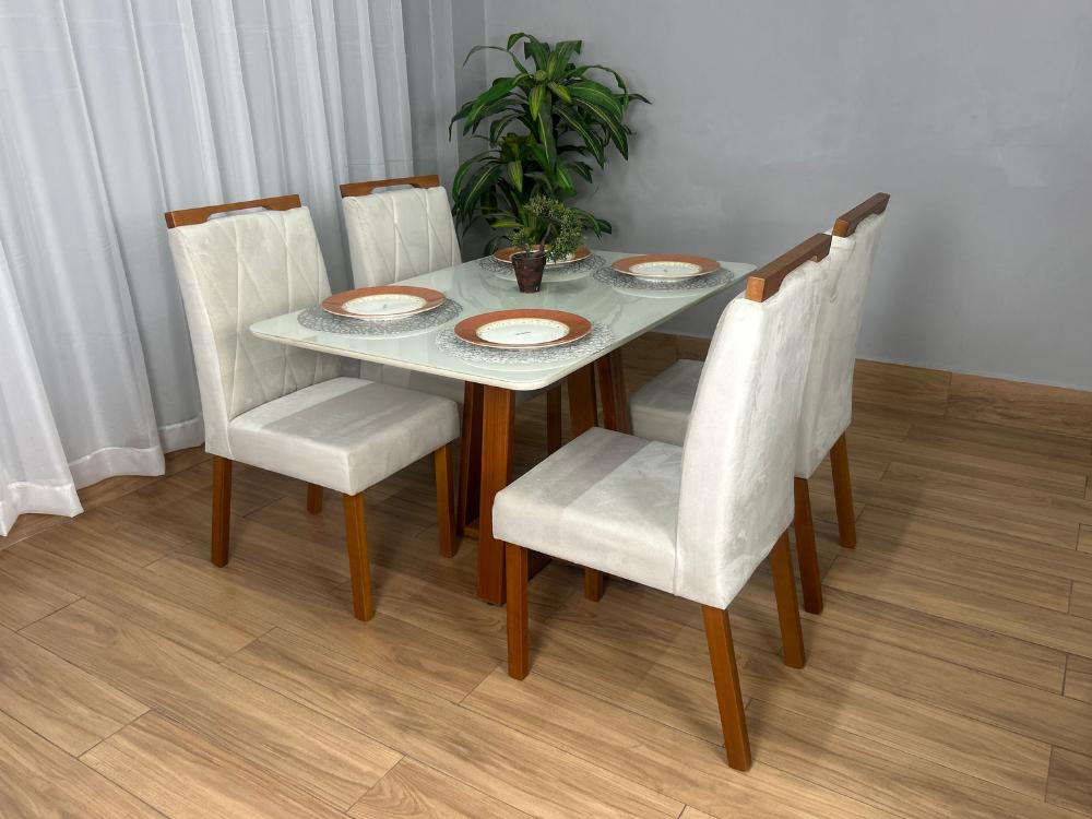 Mesa de Jantar Bali 1.20m com 4 Cadeiras Isa - Minas Plac/Ouro Decor - 1.20m - 1.1/LD - Imagem 5