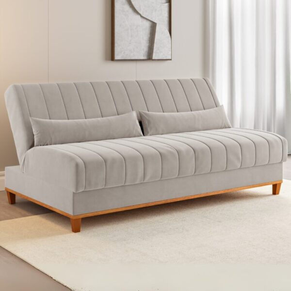Sofá Cama Luna/Duna Veludo Marfim - VIERO MÓVEIS - 1.80m - 8.8/TD