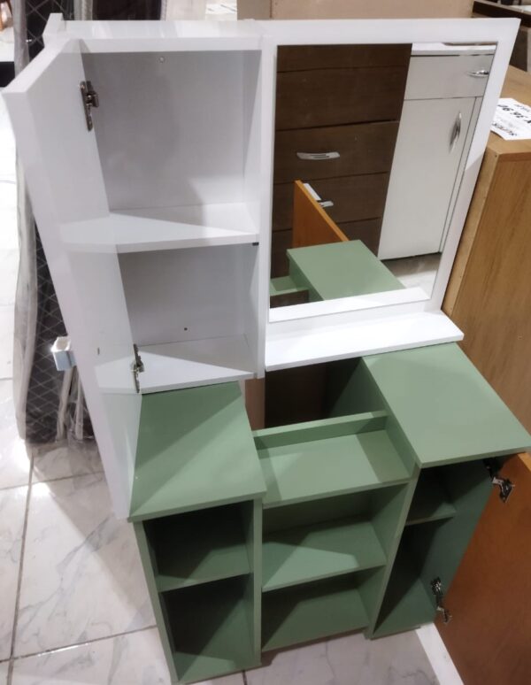 Gabinete/armário  Banheiro Pequin  1 Porta 5 prateleiras -55,3cm + Espelheira Genova -  2.8/FM - Imagem 13