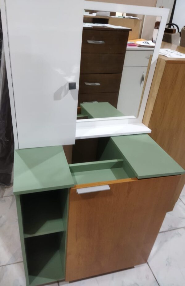 Gabinete/armário  Banheiro Pequin  1 Porta 5 prateleiras -55,3cm + Espelheira Genova -  2.8/FM - Imagem 12