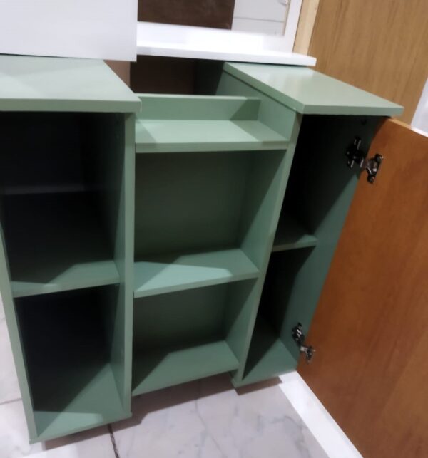 Gabinete/armário  Banheiro Pequin  1 Porta 5 prateleiras -55,3cm + Espelheira Genova -  2.8/FM - Imagem 11