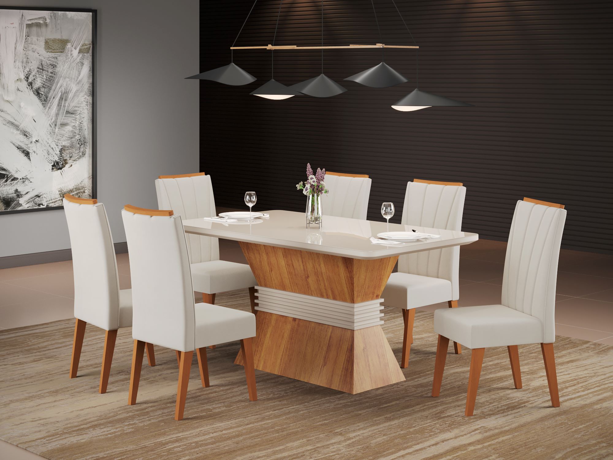 Mesa Deli/Denali 160x90 com 6 Cadeiras Safira – Viero Móveis – 1.6/SR - Imagem 2