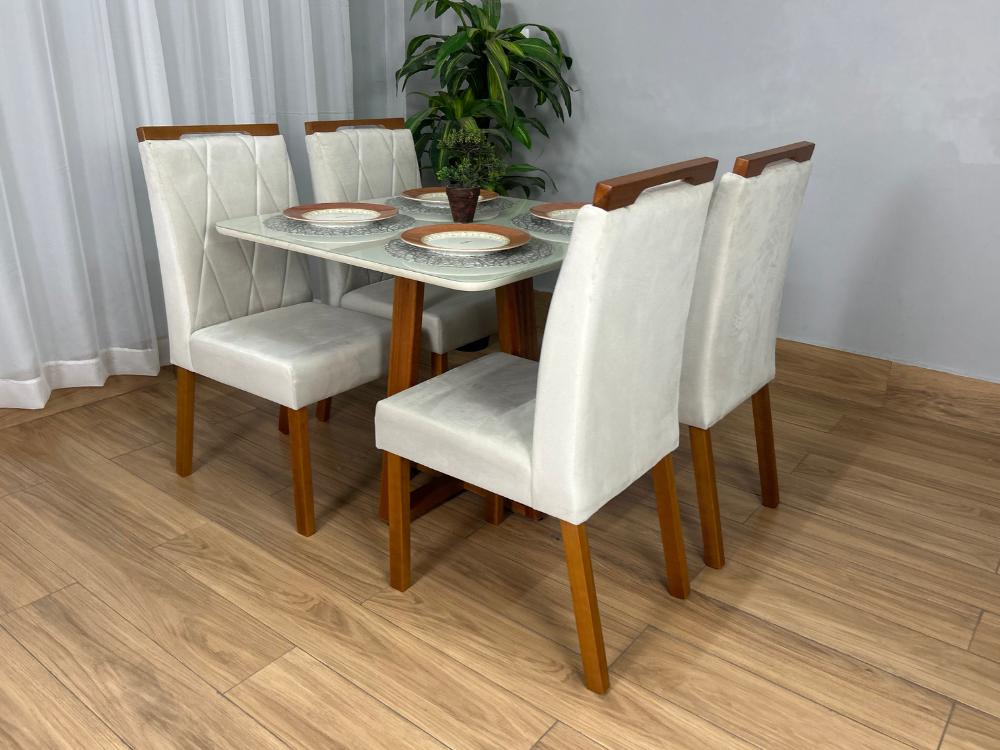 Mesa de Jantar Bali 0,90×0,90 com 4 Cadeiras Isa - Minas Plac/Ouro Decor - 0,90m - 1.1/LD - Imagem 5