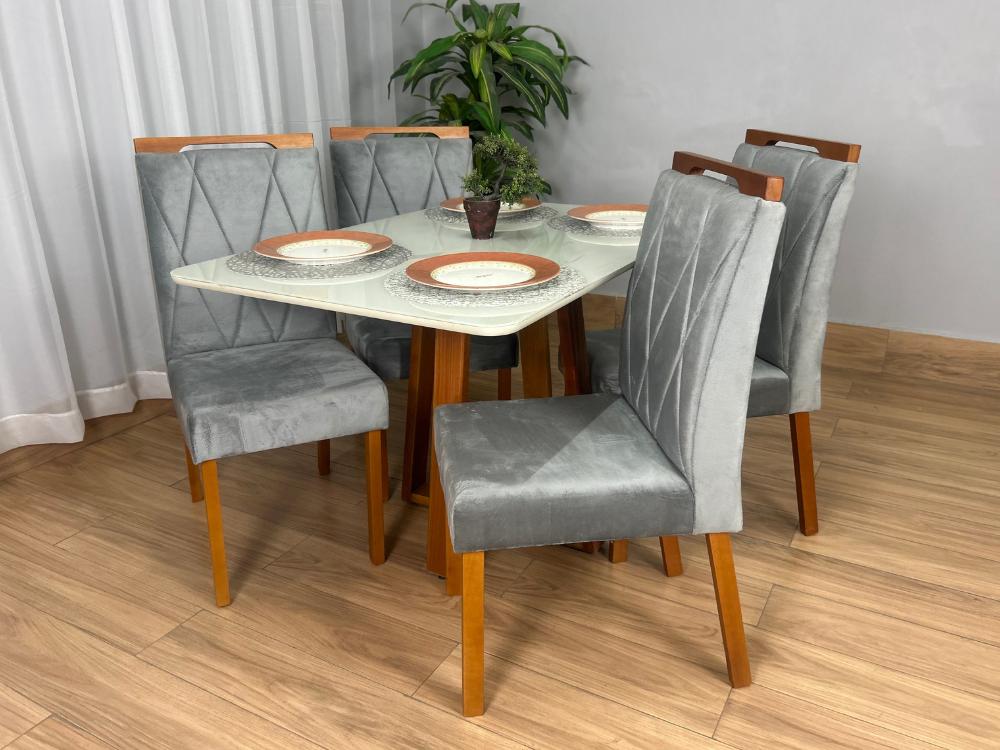 Mesa de Jantar Bali 1.20m com 4 Cadeiras Isa - Minas Plac/Ouro Decor - 1.20m - 1.1/LD - Imagem 3