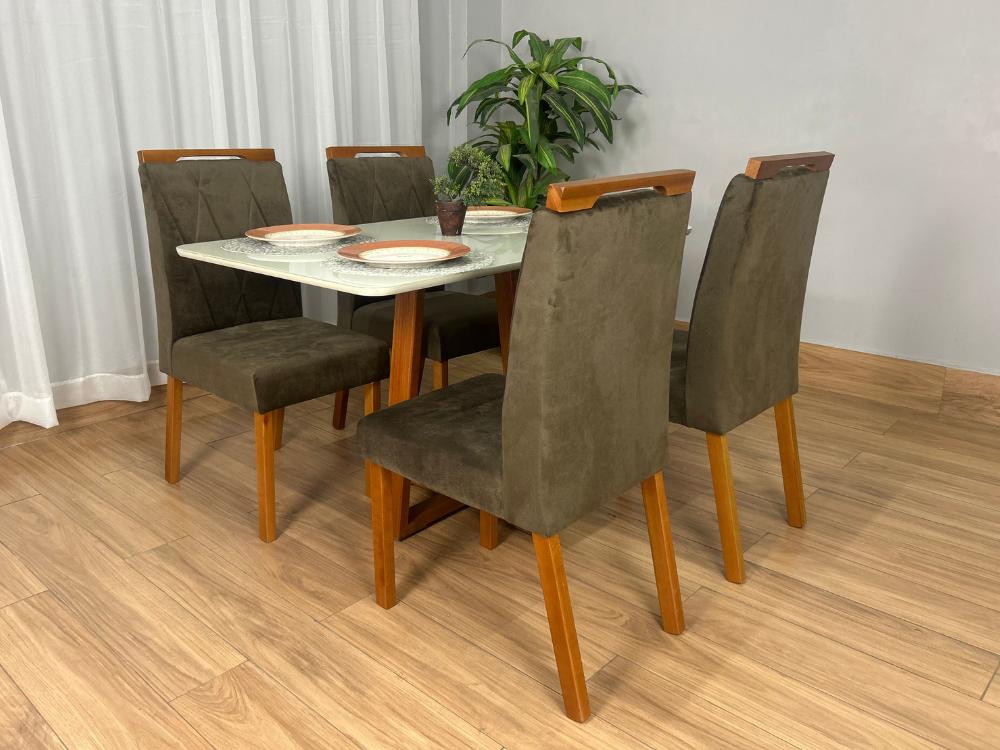 Mesa de Jantar Bali 1.20m com 4 Cadeiras Isa - Minas Plac/Ouro Decor - 1.20m - 1.1/LD - Imagem 8