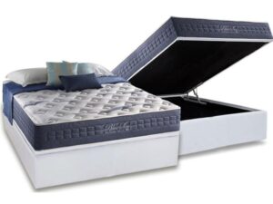 Colchão Casal Blue Sea D28 + Base Box Baú Branco – ANJOS COLCHÕES/BIOSTAR – 1.38m – 1.5/TD